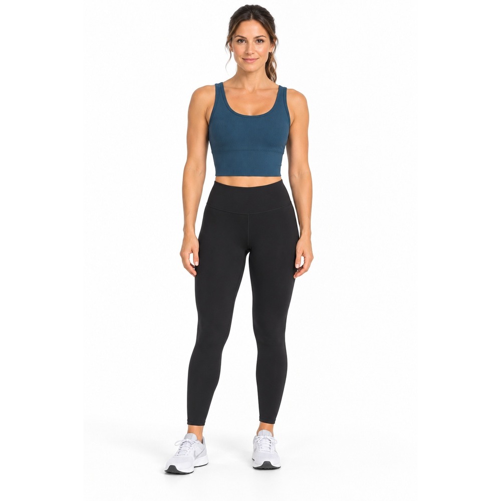 LULULEMON Teal Blue Ribbed Longline Sports Bra Crop Top